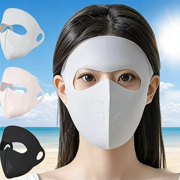 Full Face Sun Protection Mask for Women, Seamless Uv Protection Face Mask, Sunshade Ice Silk Mask, Breathable Cycling Face Mask