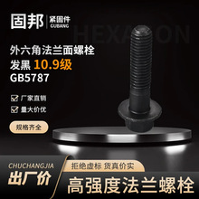 10.9级外六角法兰面螺栓GB5787发黑全牙/半牙高强度带垫螺丝配件