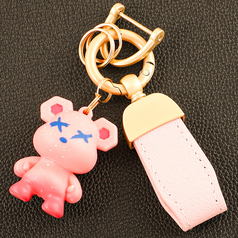 Llavero de oso de alta gama en el extranjero, colgante de llave de pareja, cuerda de mano de cuero, hebilla de metal duradera, hombre de comercio electrónico de Amazon