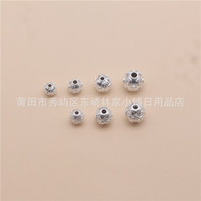 足银999转运珠3D纯银金钱珠diy串珠硬银六字真言珠路路通钱币珠币
