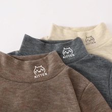 儿童德绒打底衫秋冬卡通印花新款男女童学生半高领中大童上衣潮