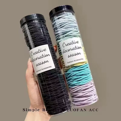 Elastic Threaded Hair Ties, 100 Pieces, Durable Hair Bands, Rubber Bands, Simple Hair Ties in a Container