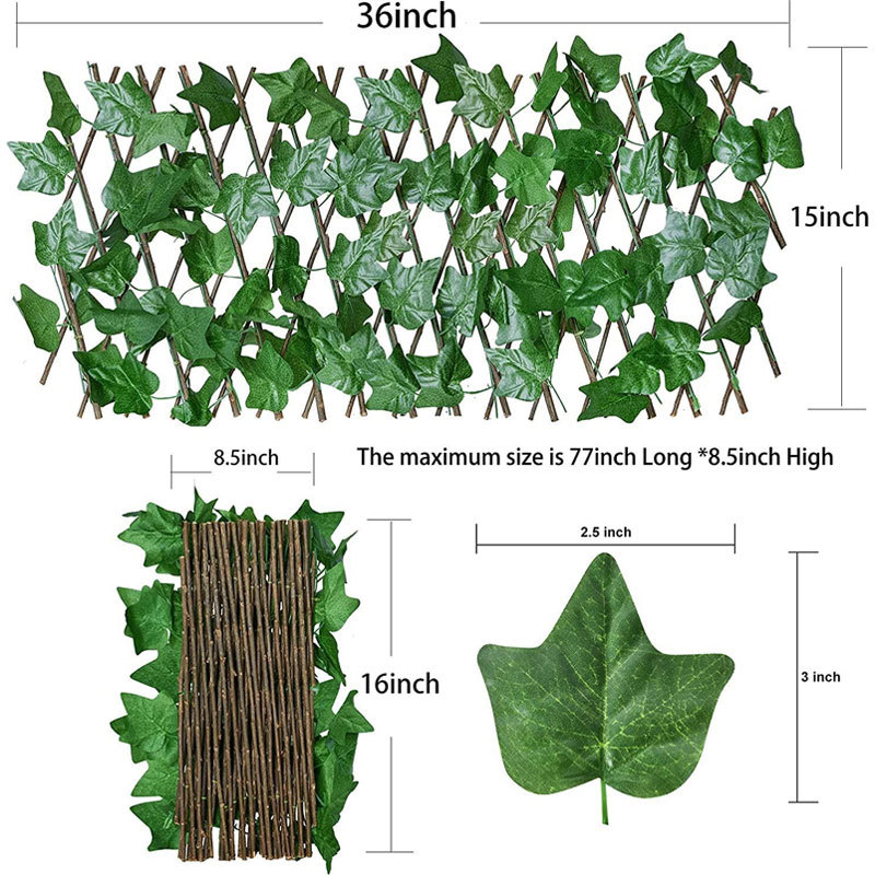 Simulated fence encryption with leaves simulated fence wall telescopic fence wooden strip fence balcony decoration anti-corrosion fence