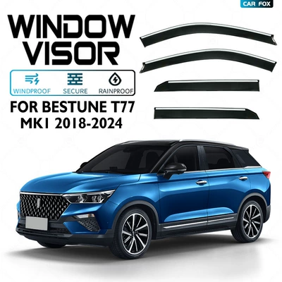 Suitable for Pentium T77 Window Rain Visor Sun Visor Rain Eyebrow Bestune T77 Window Visor (Rain shield) - standard-packaging-without-logo-pentium-t77bestune-t77-mk1-2018-pc-silver-bright-strip-window-rain-shield