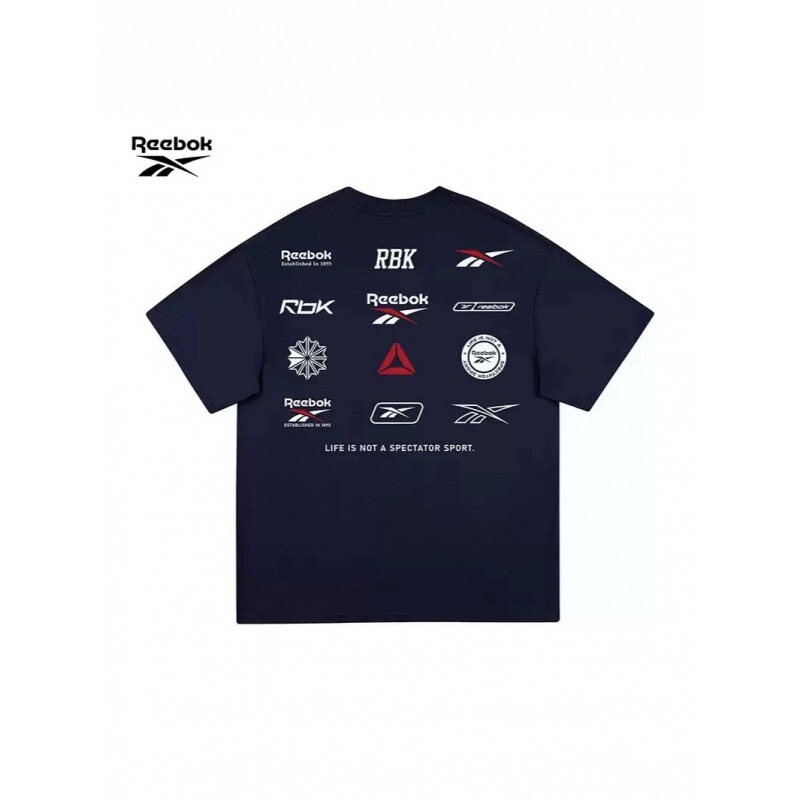 Reebok Heavyweight Men's Sports T-Shirt Short-Sleeved 2026 New Summer Pure Cotton Round Neck Fashion Couple Style