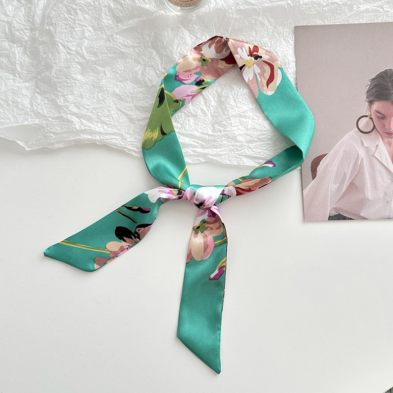 Bufanda de seda, tira larga, sentido de alta gama, nueva moda, todo-fósforo, diadema, cinturón para el cabello, bolso para el cabello, cinturón para el pañuelo multiusos