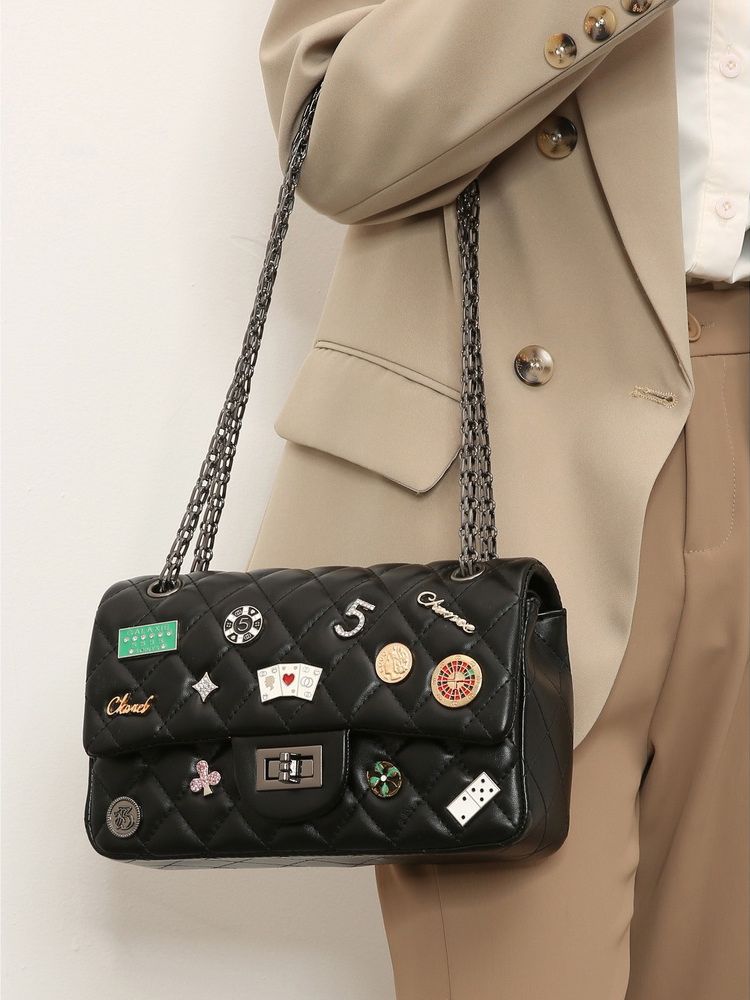 2025 primavera nuevo bolso de mujer bolso de cadena de estilo Xiaoxiao Ling estilo de moda personalidad letras insignia bolso de hombro