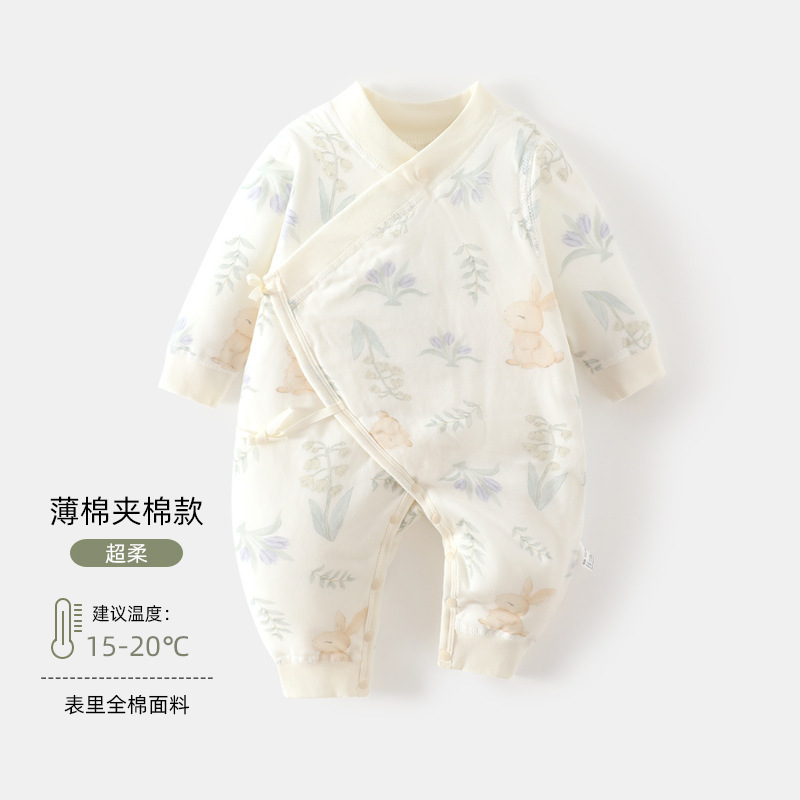 婴儿蝴蝶衣a类50克夹棉新生儿连体衣秋冬款宝宝爬服睡衣婴儿衣服|undefined