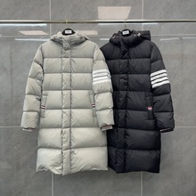 潮流TB冬季新款经典条纹四杠连帽长款大被子羽绒服外套男女情侣款