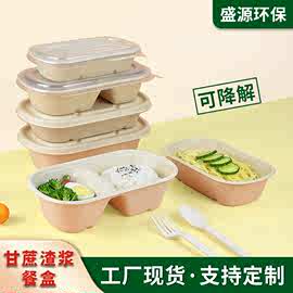 甘蔗渣轻食椭圆饭盒环保可降解一次性纸浆餐具打包单双格沙拉盒