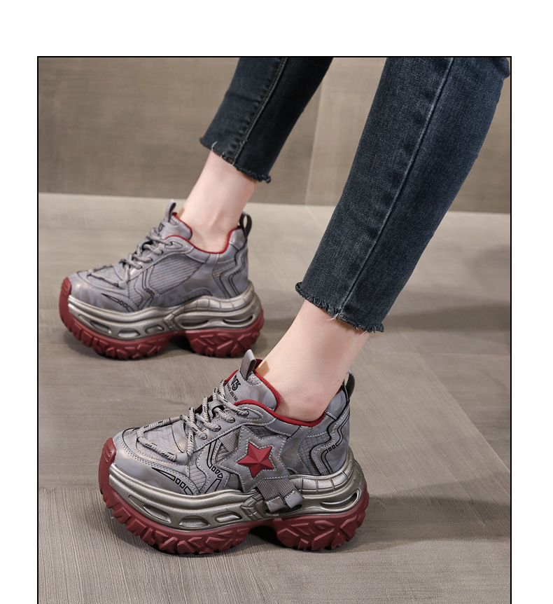 Giày sneaker chunky đế dày tăng chiều cao nữ, đế 9cm — đen chi tiết 11