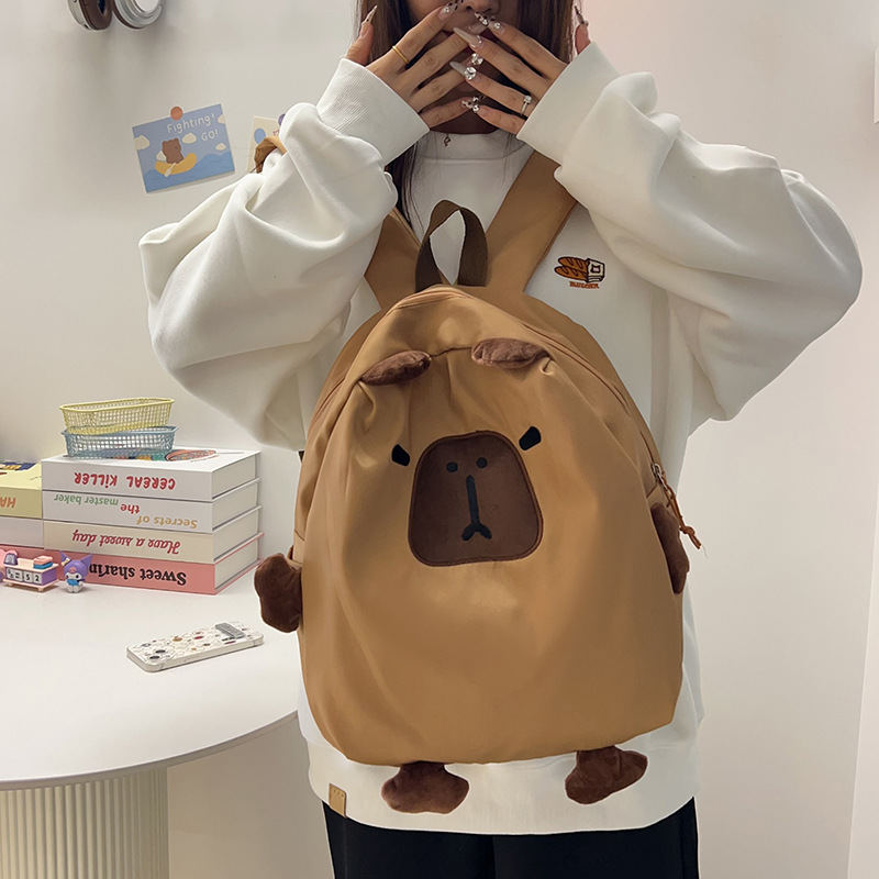 Backpacks, capybaras, niche design schoolbags, cute Capibara backpacks for college girls, cute brown bear trendy backpacks undefined