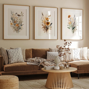 Nordic watercolor flower fresh bouquet poster modern minimalist living room decorative painting cross-border frameless painting