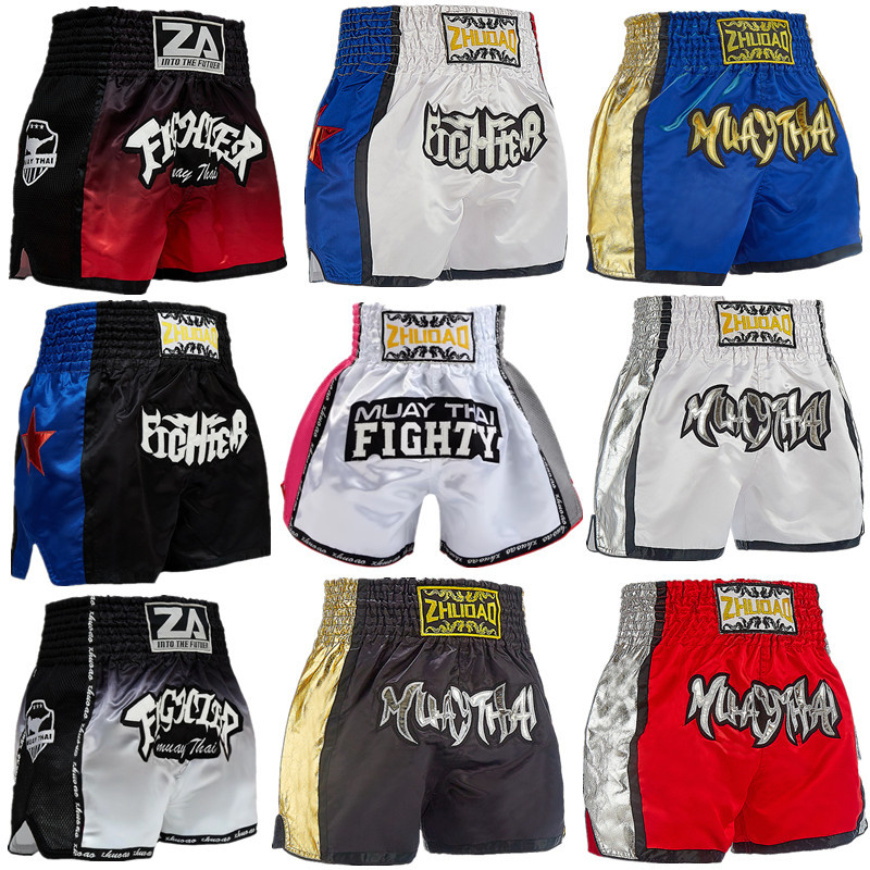 Zhuoao Muay Thai Shorts for Children and Adults, Men and Women, High-Slit, Durable, Breathable, for Sanda Fighting Training and Competition