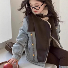 女童加绒牛仔外套秋冬款2025新款大童加厚上衣儿童炸街冬装派克服