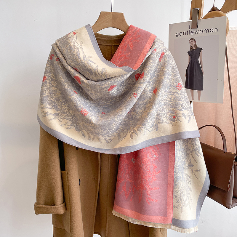 450g Weight Scarf Classification Daily Occasion Rayon Material Color Block, Sheep, Daisy Pattern Winter Season Women's Gender Retro, Sweet Style Women's Retro Sweet Color Block Sheep Daisy Rayon Scarf 7