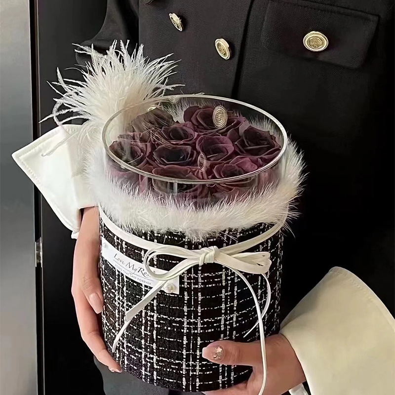 Red Feather Little Fragrance Brush Bouquet Decoración hecha a mano DIY material floral material de embalaje floral bouquet material al por mayor