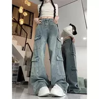 Джинсы (Tide) с высокой талией, свободный прямой крой, осенний стиль, plus size
