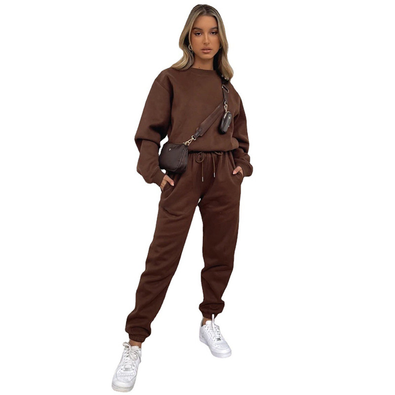 840g Weight Long Sleeve Sleeve Length Polyester Fabric Type Sweatshirt & Hoodie Co-ord Set Sets Type 2 Pieces Set Quantity Casual Occasion Round Neck Neckline Loose Fit Type Solid Color Pattern Winter, Autumn Season Women's Gender Streetwear Style Casual Women's Streetwear Solid Color Polyester Sweatshirt & Hoodie Co-ord Set Pants Sets 10
