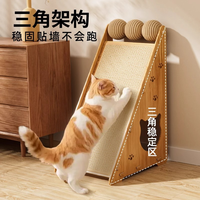 Tablero de agarre vertical de sisal triangular para gatos, peluche para gatos multifuncional, peluche para gatos vertical, garra de molienda para gatos, suministros para gatos