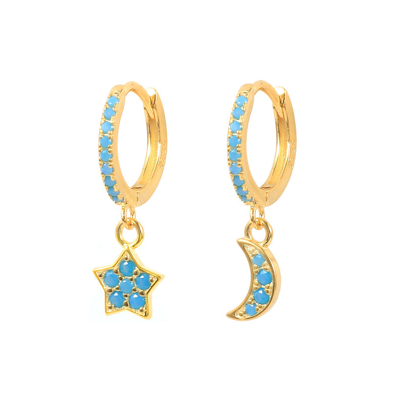 Plating Design 1 Pair Simple Style Star Moon Plating Copper Drop Earrings