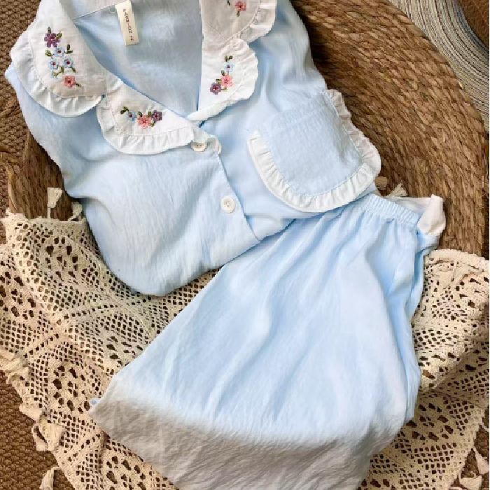 Chatter en vivo explosión con cojín de pecho primavera y otoño dulce nubes algodón de manga larga pijama de niñas estudiantes set de ropa de hogar