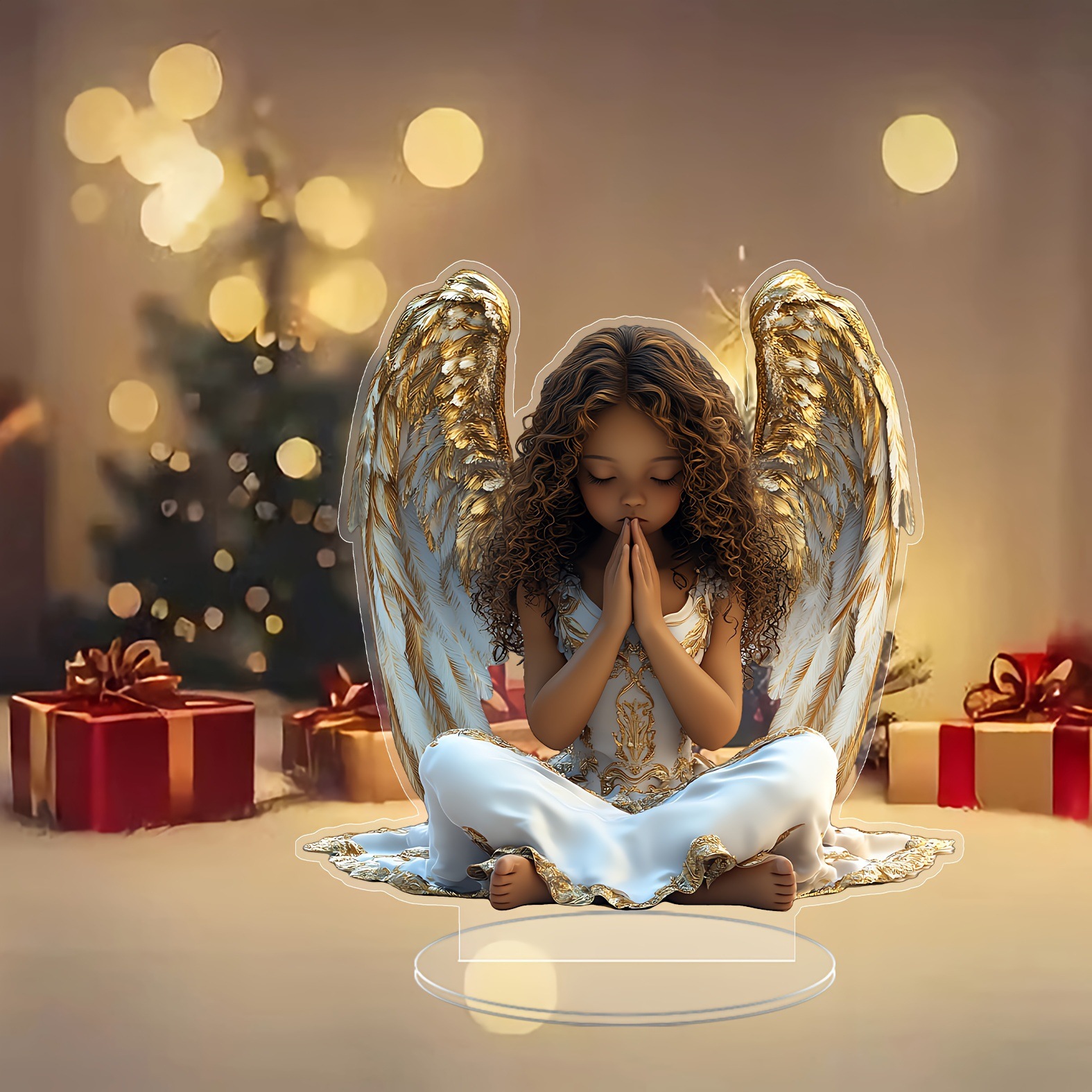 跨境亚马逊新款人物天使2D亚克力桌面装饰摆件家庭卧室天使摆件