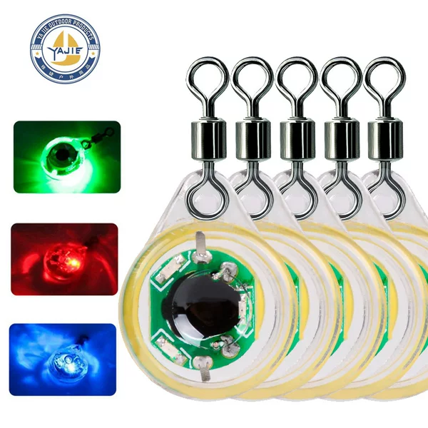 5 Pack Small Fish Eye Trap Fish Mini Underwater Fishing Lamp Fish Lamp LED Button Fish Lamp Night Fishing Waterproof Fishing Gear