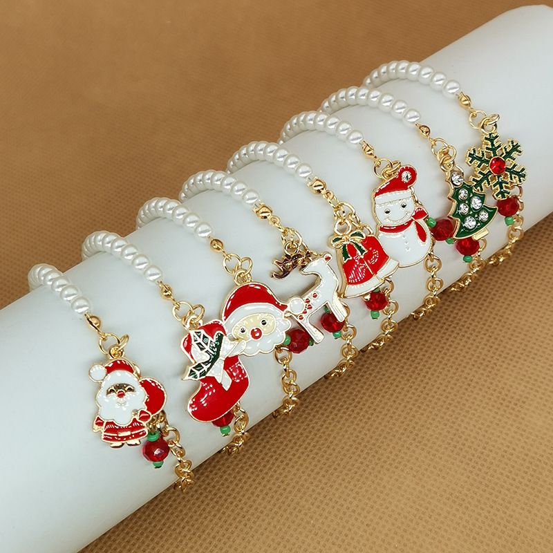 European and American Cross-Border New Christmas Jewelry Alloy Christmas Tree Old Man Snowman Elk Snowflake Bell Christmas Bracelet European and American Cross-Border New Christmas Jewelry Alloy Christmas Tree Old Man Snowman Elk Snowflake Bell Christmas Bracelet