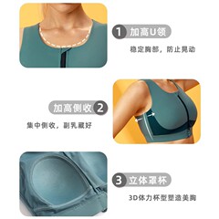 外貿批發大碼運動內衣女前拉鏈高強度顯胸小防震跑步防下垂文胸G