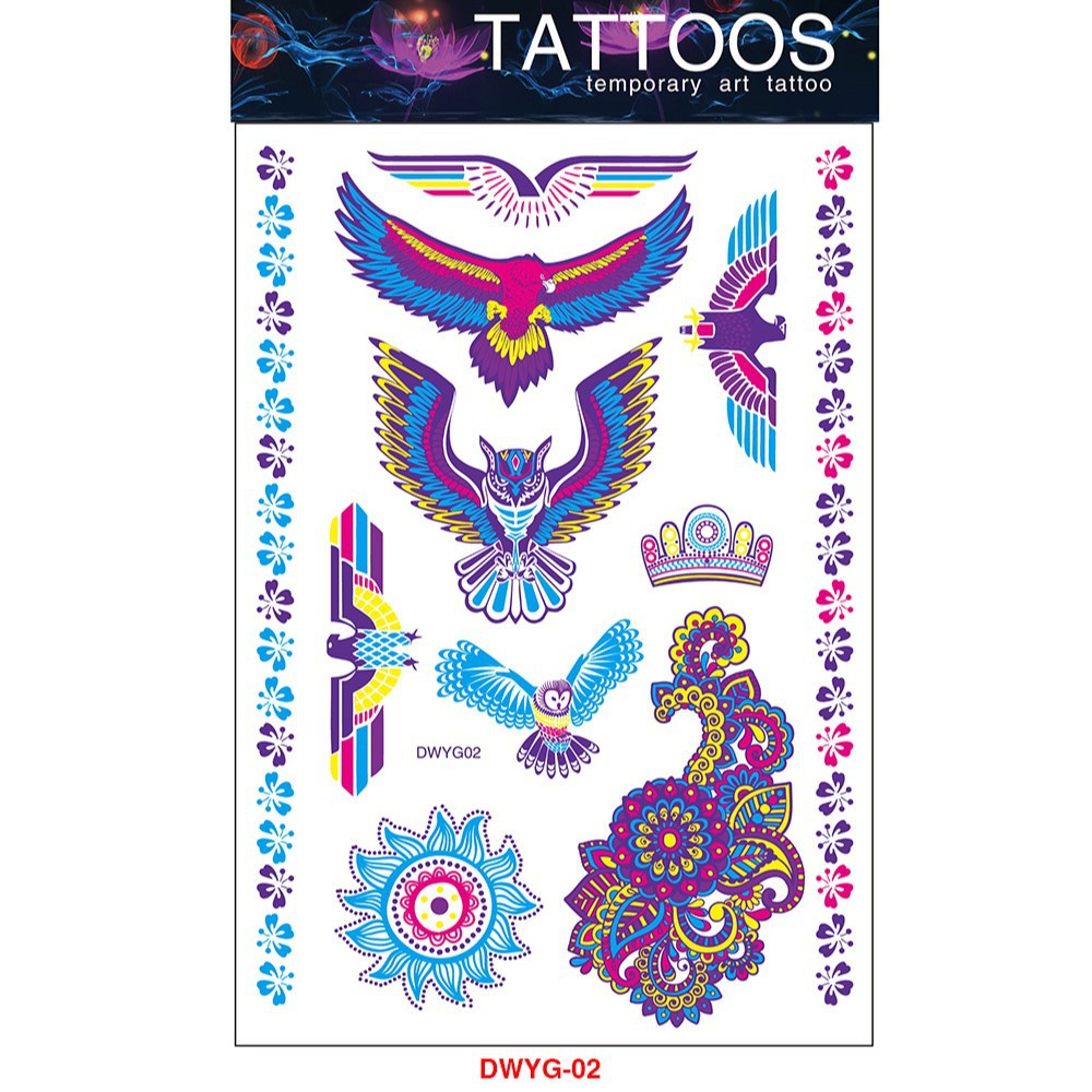 Tatuajes Temporales Fluorescentes para Brazo de Papel de Transferencia de Agua, Impermeable para Halloween