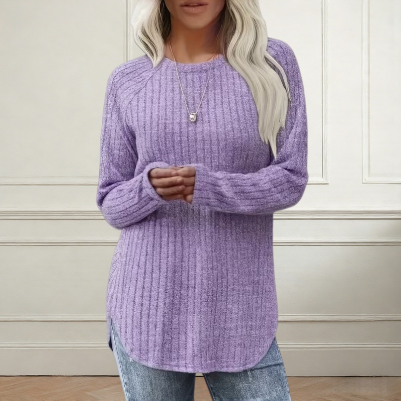 European and American Cross-Border Women's Clothing 2026 Autumn New Large Size Loose Brushed Fabric Round Neck High-Low Curved Hem Top for Women European and American Cross-Border Women's Clothing 2026 Autumn New Large Size Loose Brushed Fabric Round Neck High-Low Curved Hem Top for Women