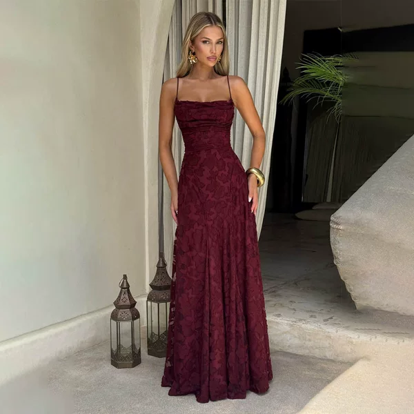 Aliexpress 2026 Spring New Cross-Border Evening Gown Long Dress European and American Style Sexy Hot Girl Backless Dress