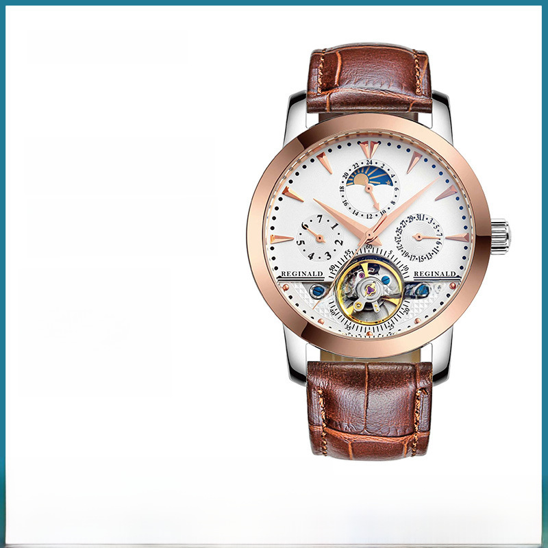 男士手表多功能全自动镂空皇冠机械表精钢商务星空夜光防水腕表