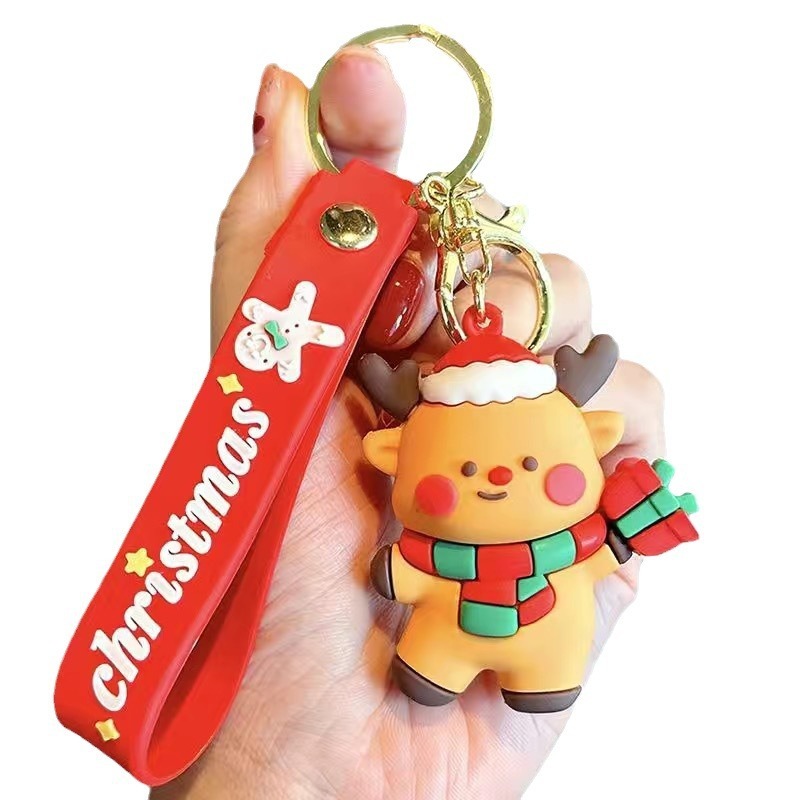 クラシックな新しいクリスマスキーホルダー人形ペンダントクリスマスツリートナカイ雪だるまキーホルダー子供キャッチャー小さなギフト|undefined