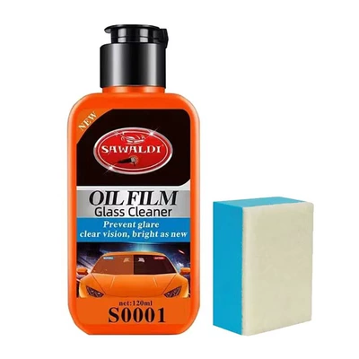 German Car Glass Oil Film Remover, Powerful Oil Film Cleaning Agent, Polishing Agent for Front Windshield (Glass agent) - powerful-oil-removal-glass-oil-film-remover1-comes-with-a-sponge-wipe
