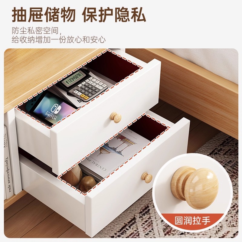 Mesa de cabezal de cama pequeña habitación de alquiler estante 2025 nuevo dormitorio doméstico pequeño lado de varios gabinetes de almacenamiento de cama simples