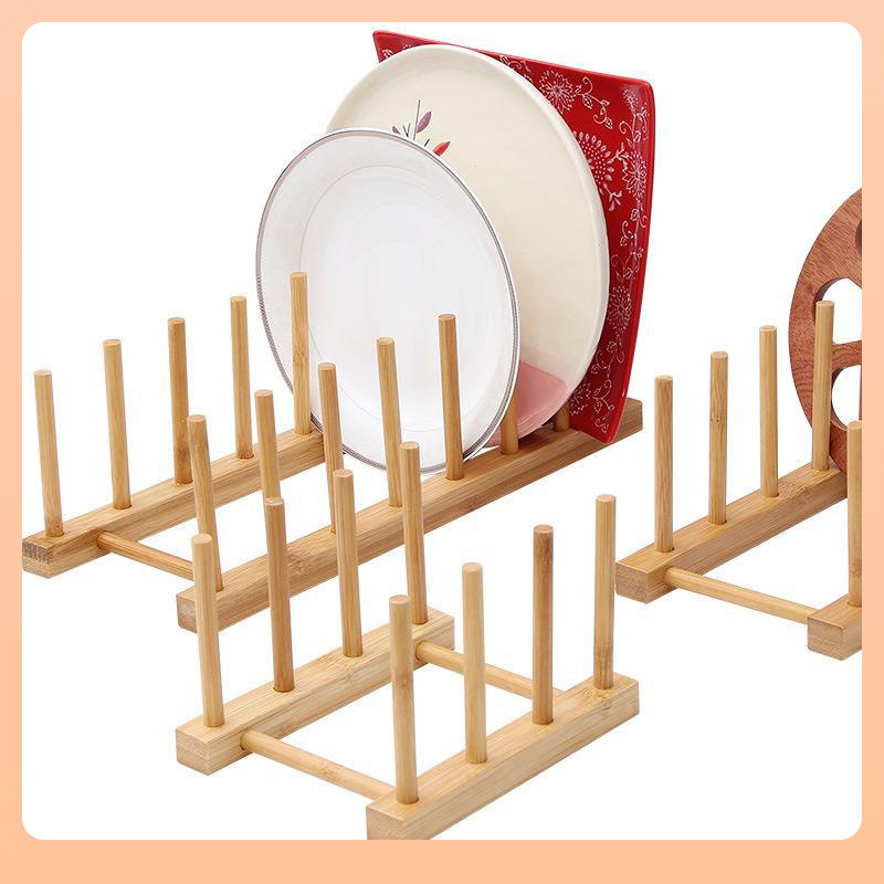 ✅双鑫厨房竹实木菜板放碗展示置物架盘子架托收纳家用碗碟架沥水