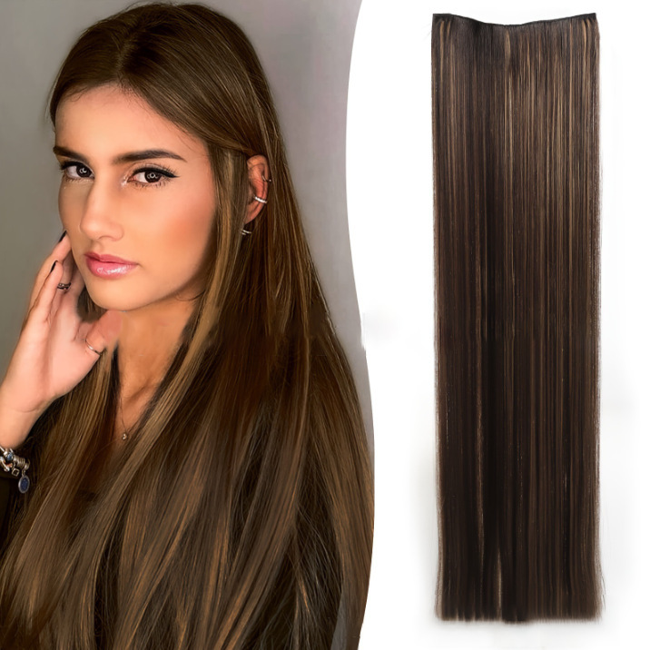Pelucas europeas y estadounidenses transfronterizas cinco tarjetas extensiones de cabello pelucas de cabello largo recto una pieza de clip extensiones de cabello al por mayor en stock