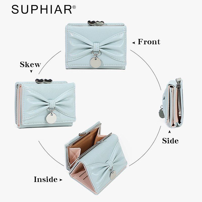 Sudeste asiático simple pu piel arco billetera cartera en una billetera de cambio transfronteriza billetera de dama estudiantes lindos