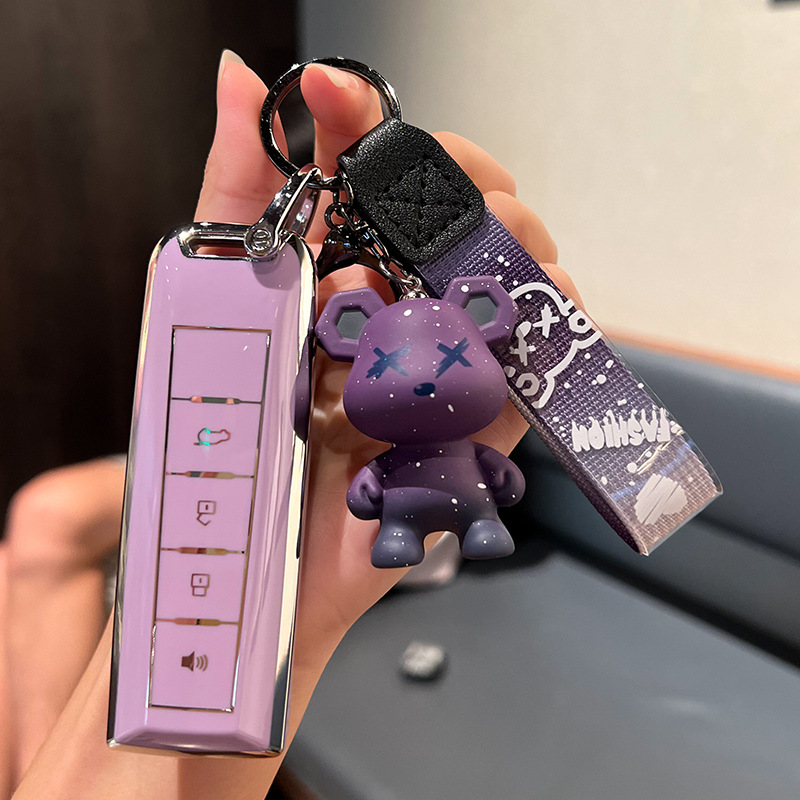 Wei Pai WEY-스마트 4 키 [싱글 쉘 퍼플] + 퍼플 폭력 곰 펜던트