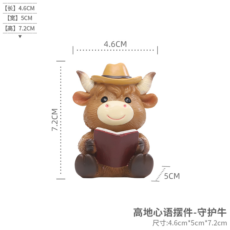 Comercio exterior transfronterizo Highland Niu Dibujos animados Jardinería de resina Decoración de paisaje Decoración de jardín Escenografía Scottish Vaca