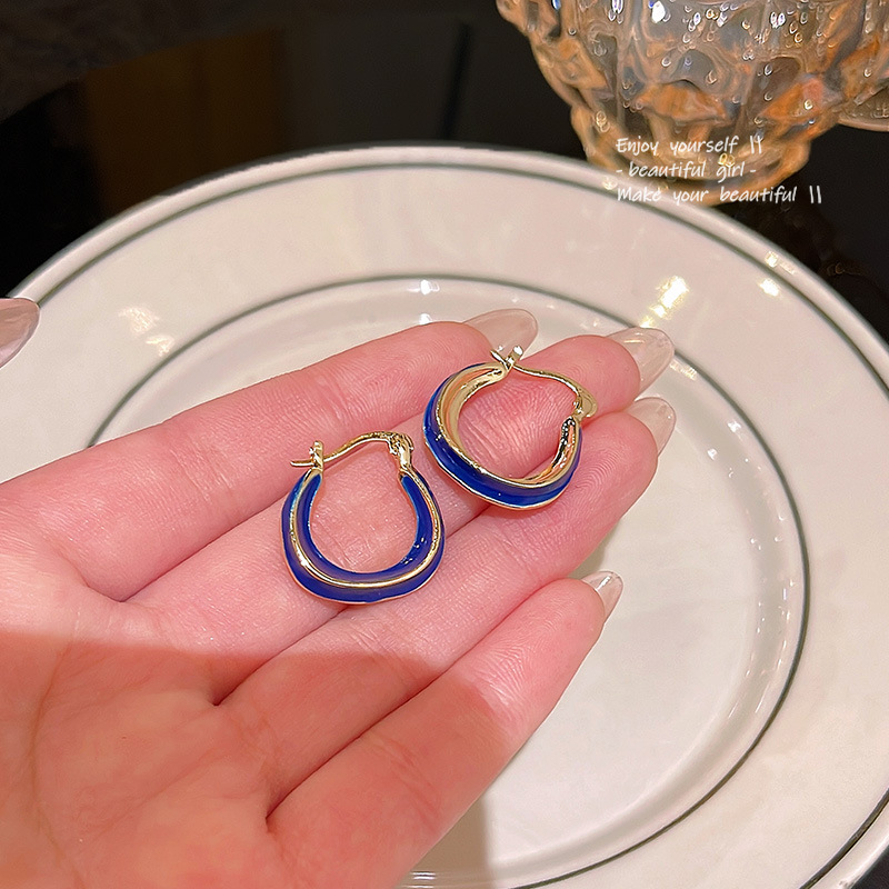 Corea del Sur Nueva Luz de lujo nicho anillo liso anillo de la oreja hebilla hembra ins moda todo fósforo temperamento ZIRCON encantadores pendientes