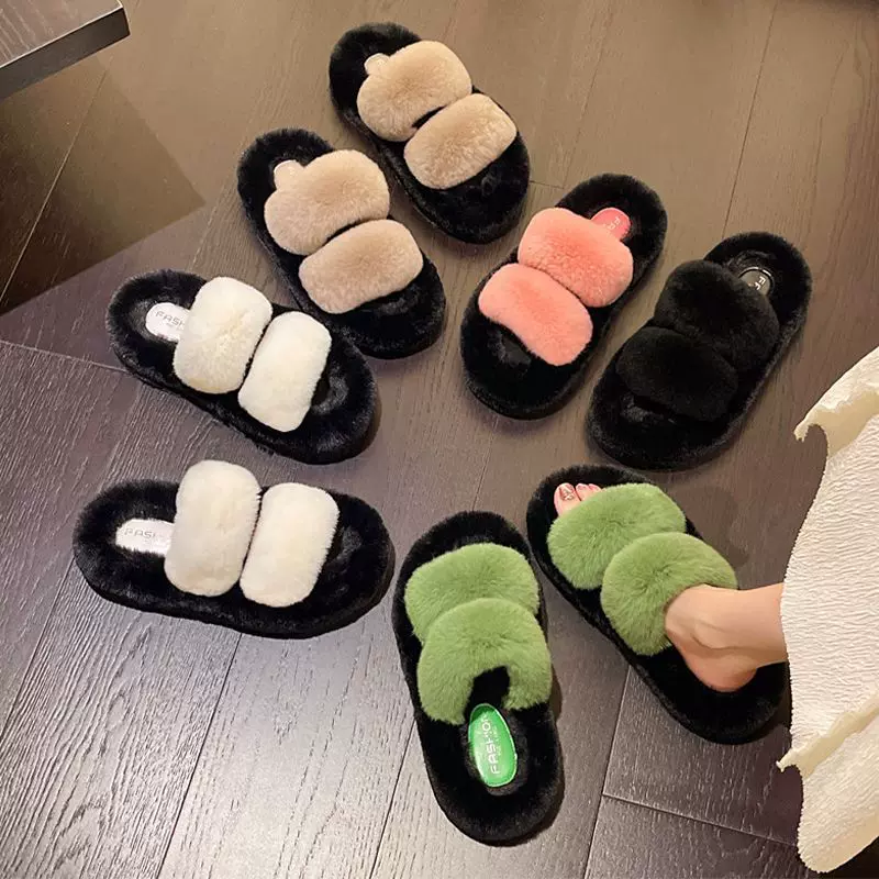 爆款毛毛鞋女外穿2024年新款秋冬时尚外出厚底毛绒茸茸居家棉拖鞋