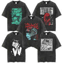 ���ٝ���Tomie Junji lto����ˮϴ���fӡ������T�������� t-shirt