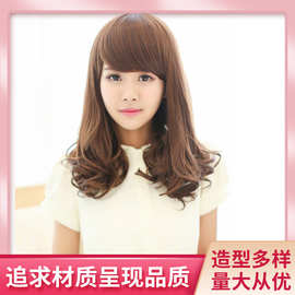 日韩时尚梨花头假发 欧美中长卷发高温丝斜刘海齐肩锁骨女卷发