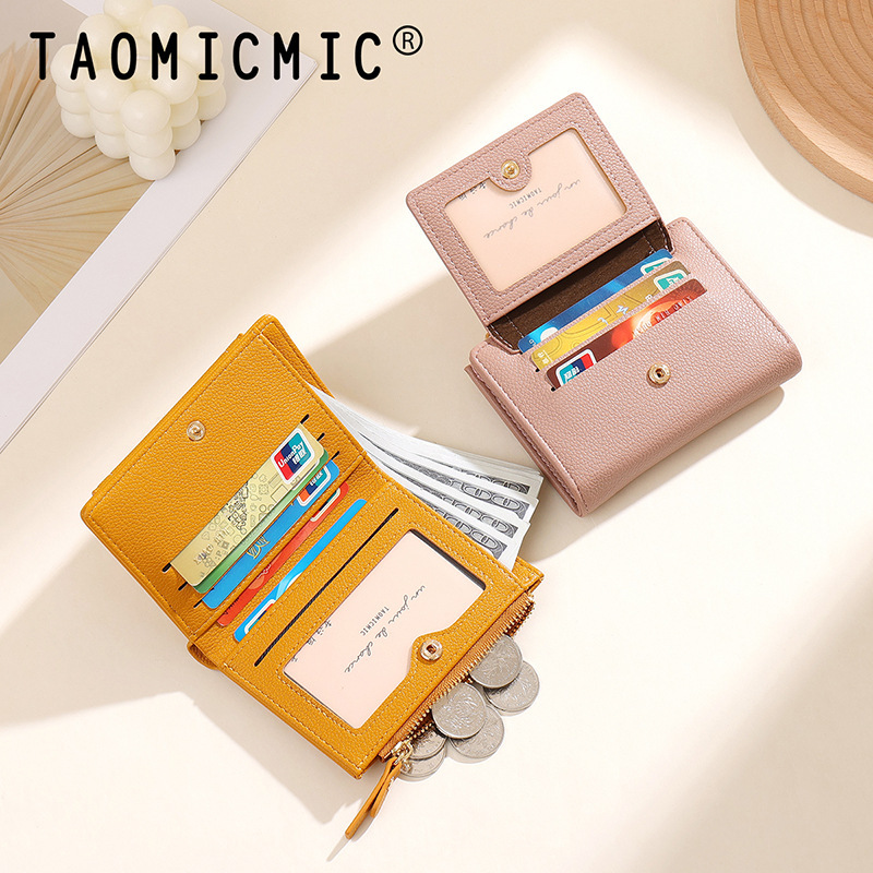 Amazon Simple Snap Button Short Women's Wallet Ins Multi-Functional 80% off Coin Card Holder Portable Id Wallet