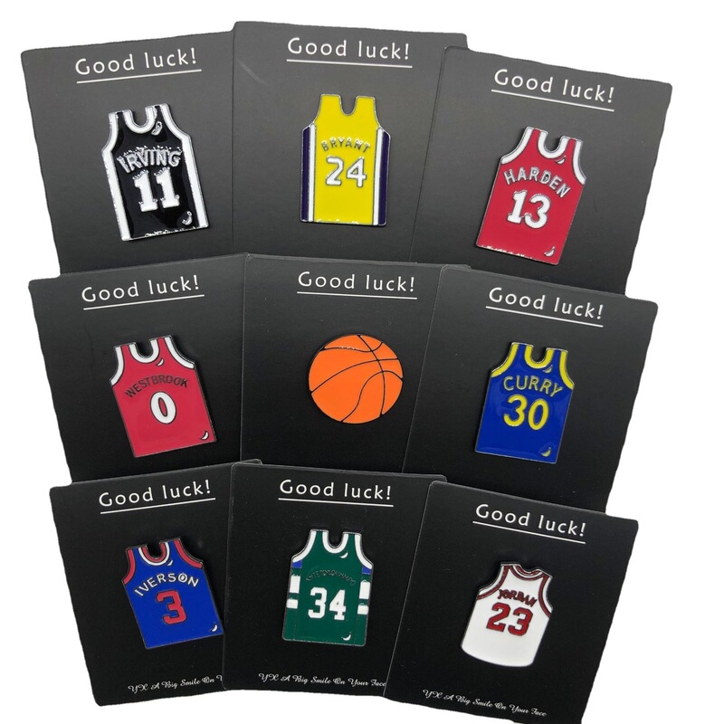 NBA Jersey Brooch Cartoon Personality Badge Kobe Harden Jordan Durant Curry Basketball Star Clothing Accessories