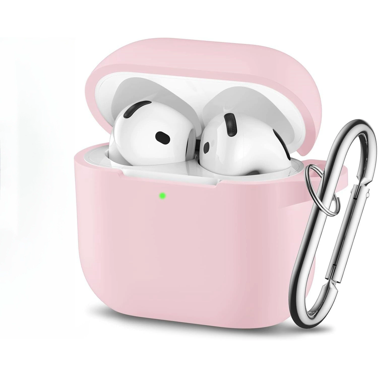 Силиконовый защитный чехол (Apple AirPods) — совместим с AirPods 1–4 и Pro 1–3, 52×62×26 мм, карабин