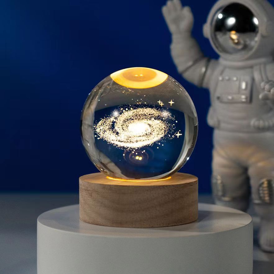 星空宇航员白水晶球发光3d内雕小夜灯桌面摆件七夕情人节礼纪念物 - 12